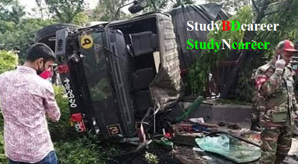 Army car overturned to save rickshaw And one died